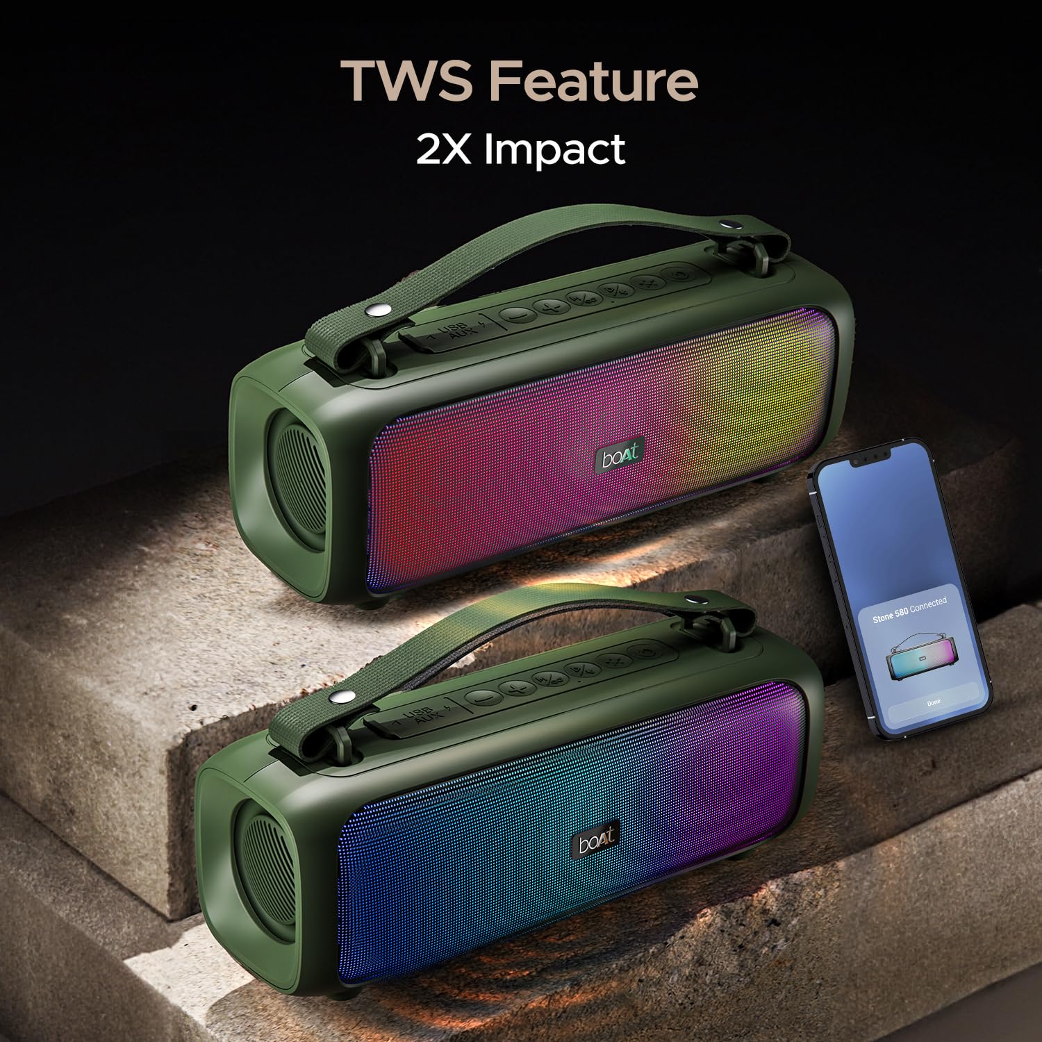 boAt Stone 580 Bluetooth Speaker with 12W RMS Stereo Sound